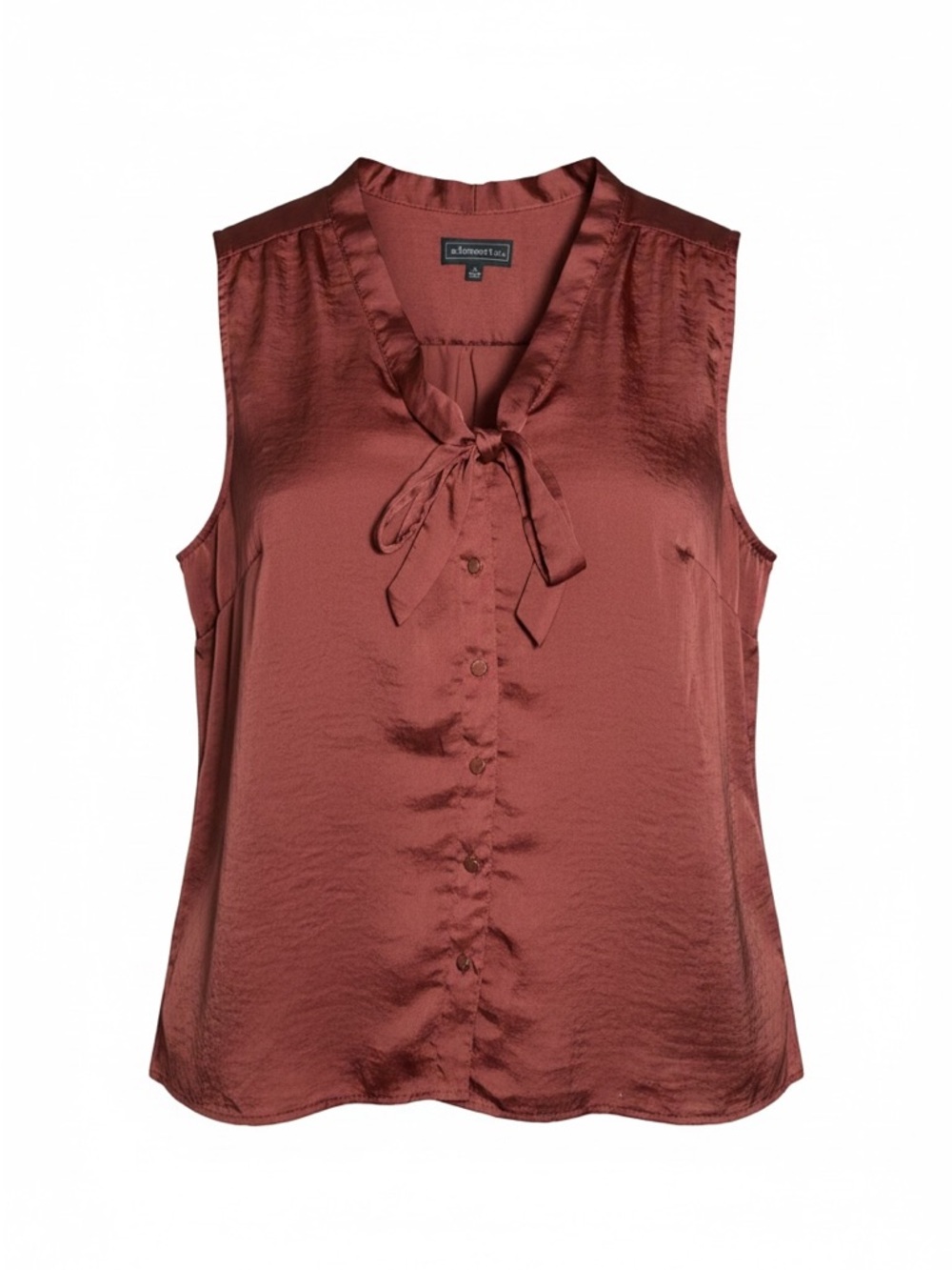 Elementz Sleeveless Satin Blouse XL | Rust Copper Silky Top